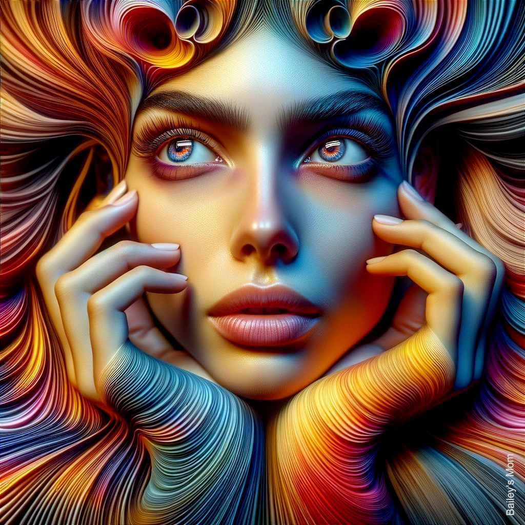 Portrait of a woman with vibrant swirling colors