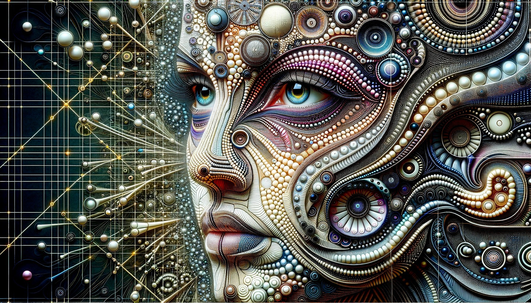 Surreal Detailed Face with Organic Patterns and Colors