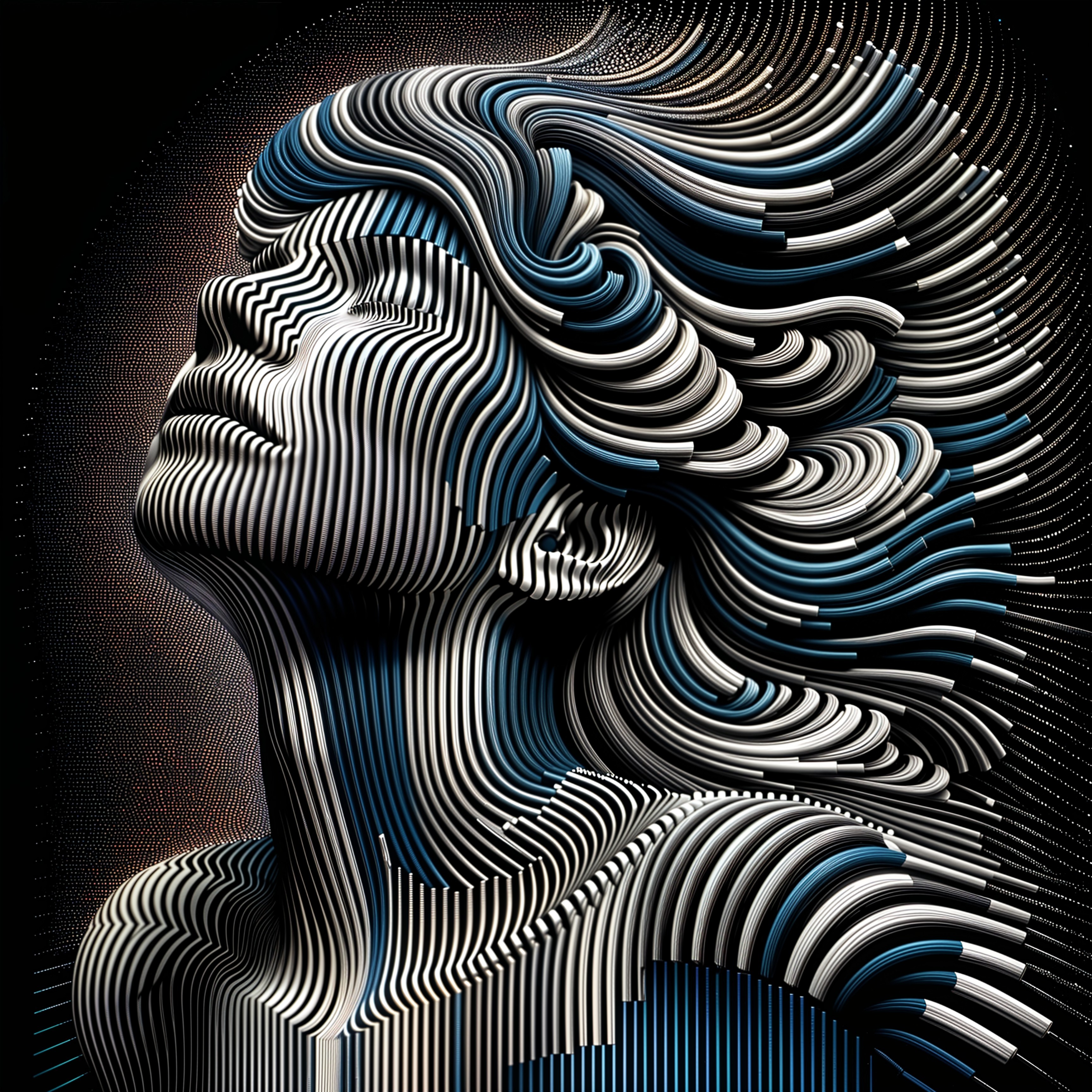 Three-Dimensional Stylized Woman's Profile Design