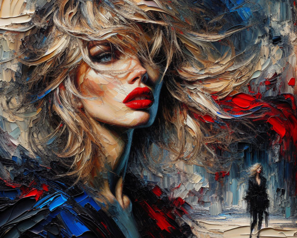 Expressive Portrait of a Woman with Bold Features