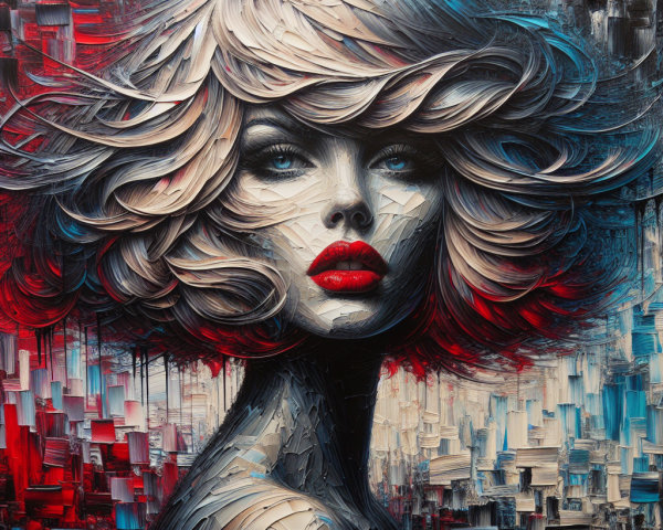 Abstract Representation of a Woman's Face in Color