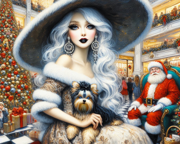 Portrait of a Young Woman with Unique Features and Dog