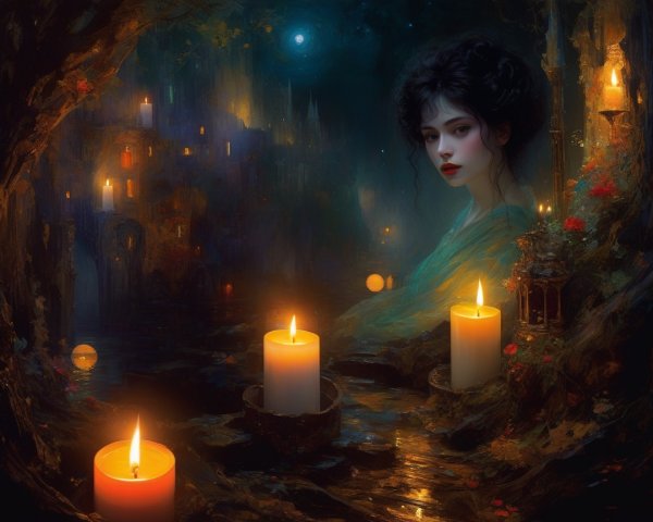 Moody Fantasy Portrait of a Young Woman in a Forest