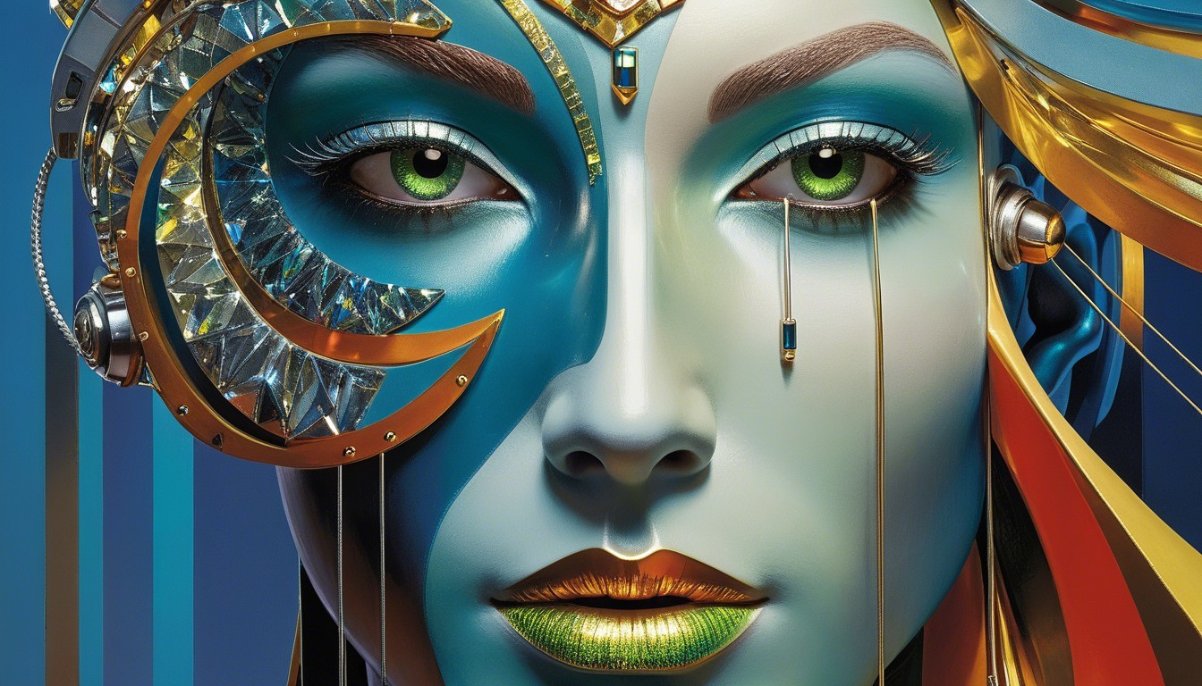 Futuristic Portrait with Bold Colors and Intricate Makeup