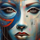 Futuristic Portrait with Bold Colors and Intricate Makeup