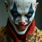 Sinister Clown with Detailed Costume and Eerie Atmosphere