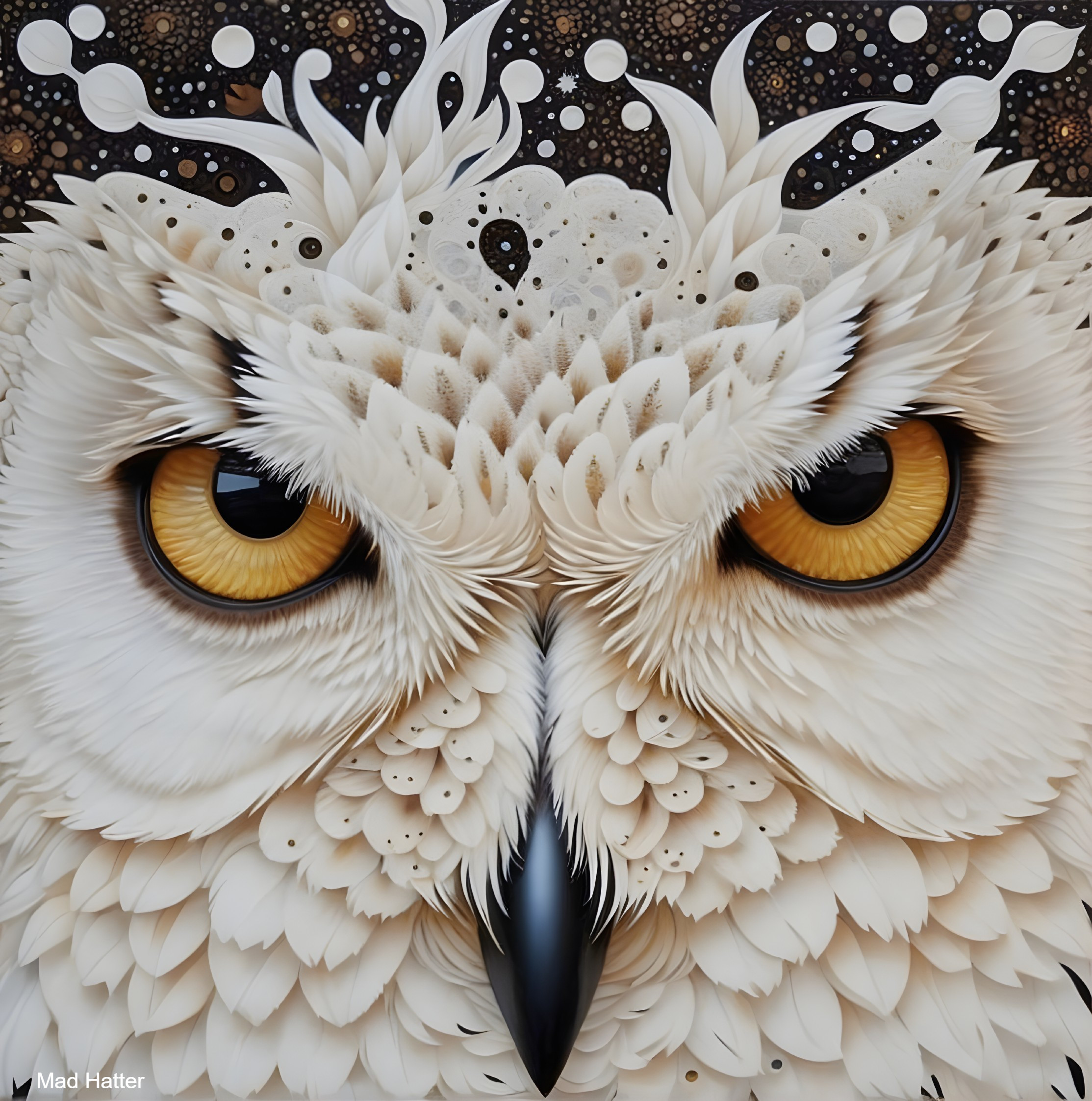 Close-up of an owl with intricate feather patterns