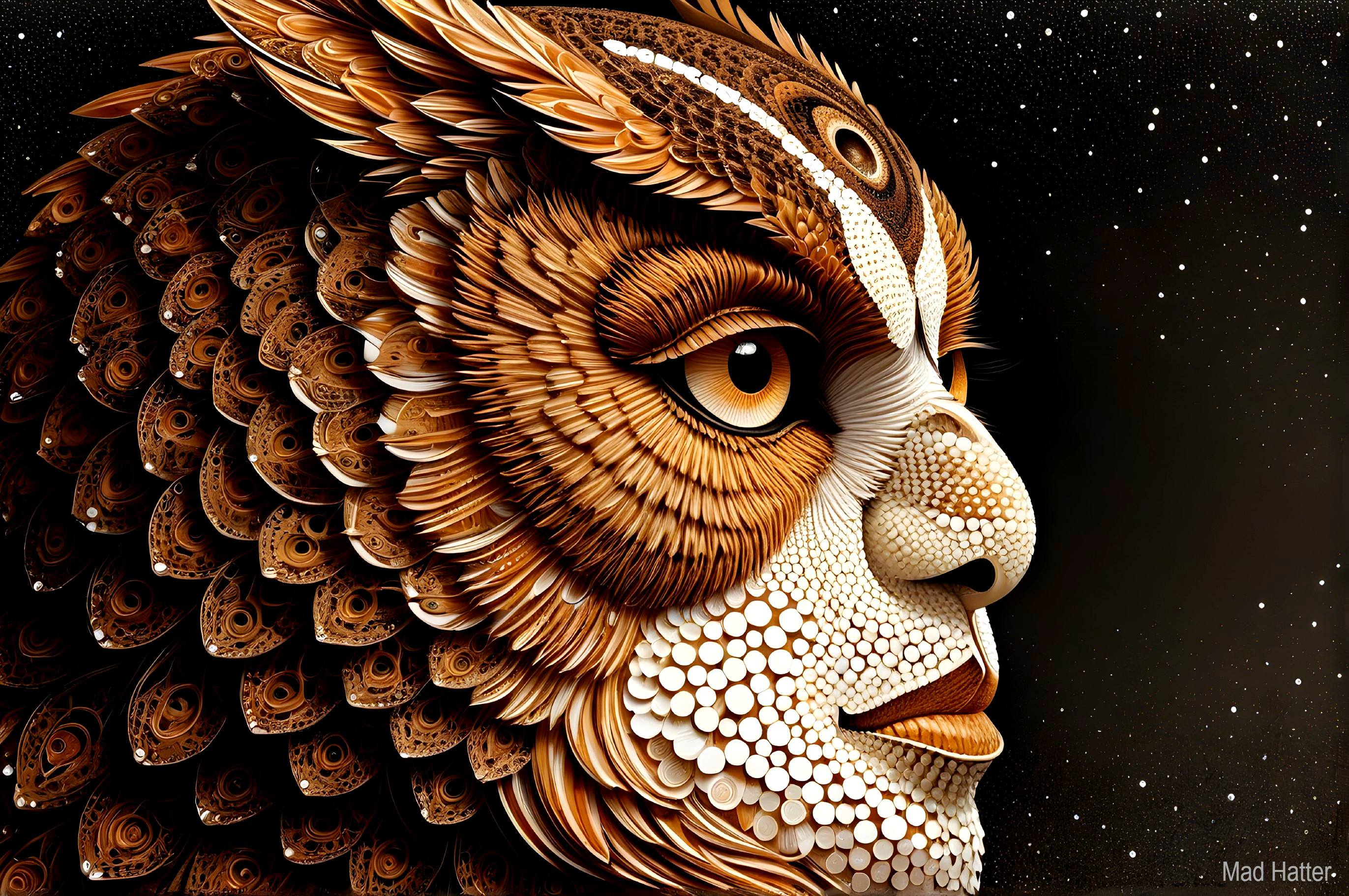 Fantastical Creature with Owl and Human Features