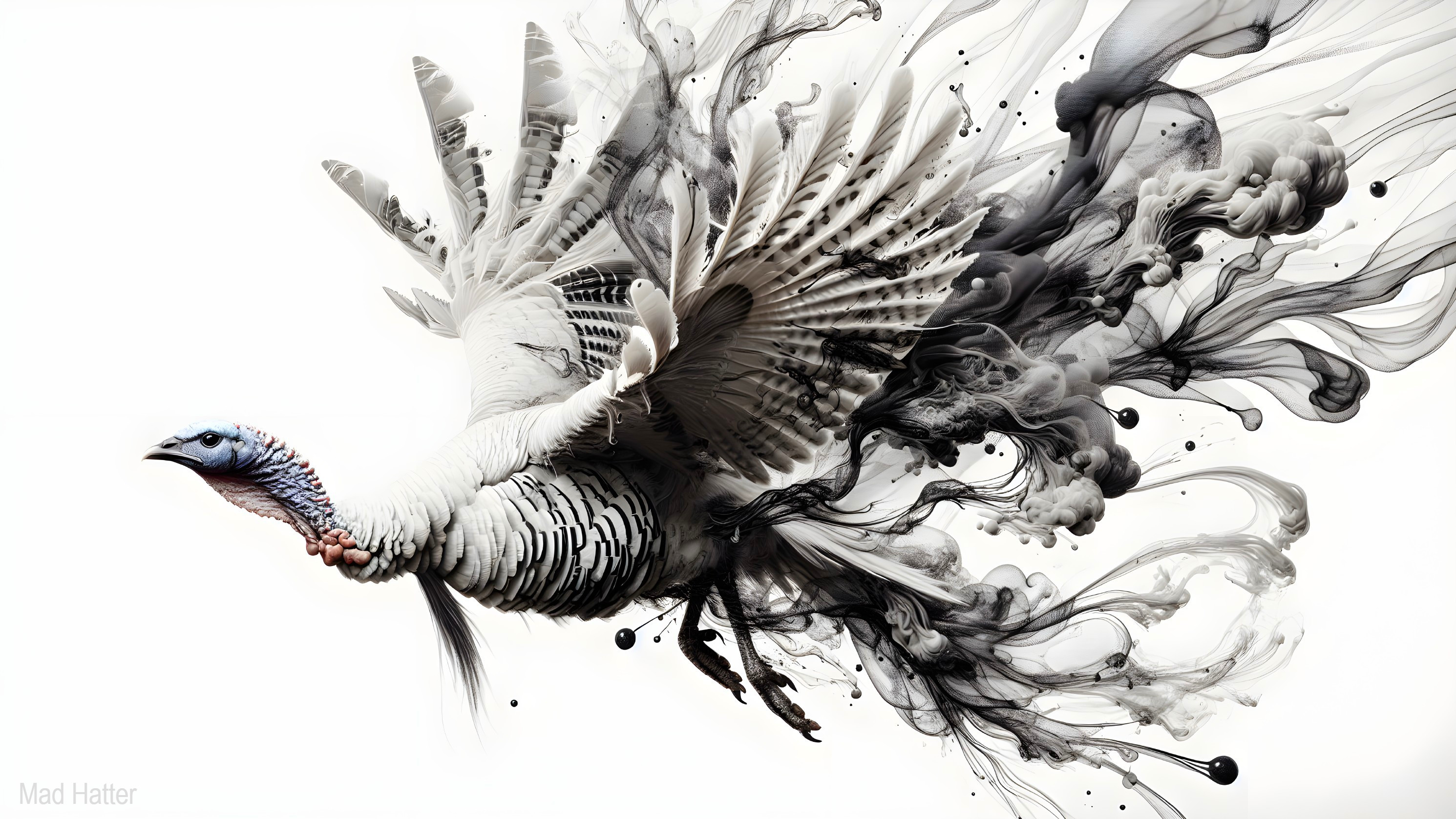 Artistic Representation of a Turkey in Flight