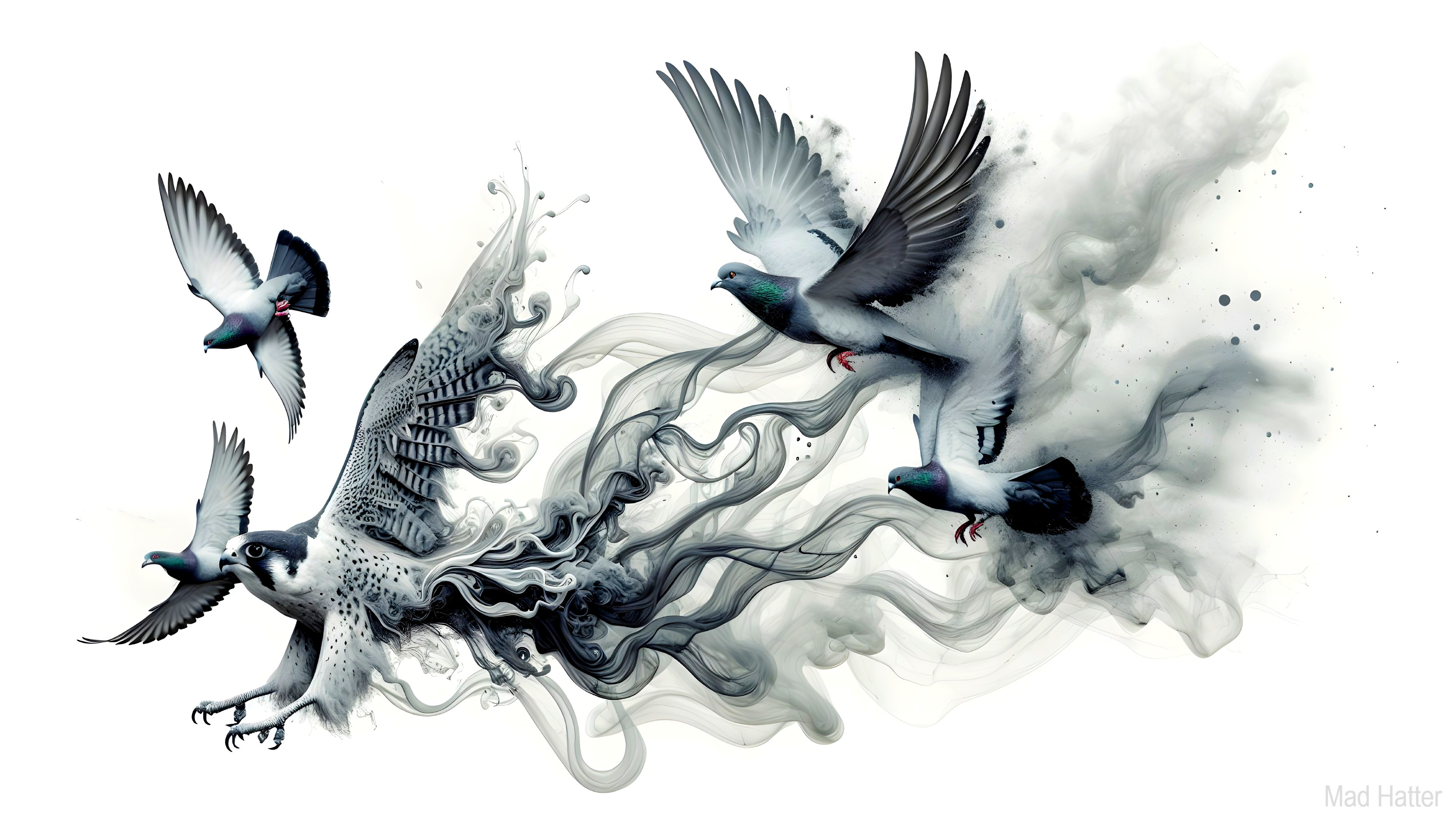 Dynamic Composition of Birds in Flight with Smoke Trails