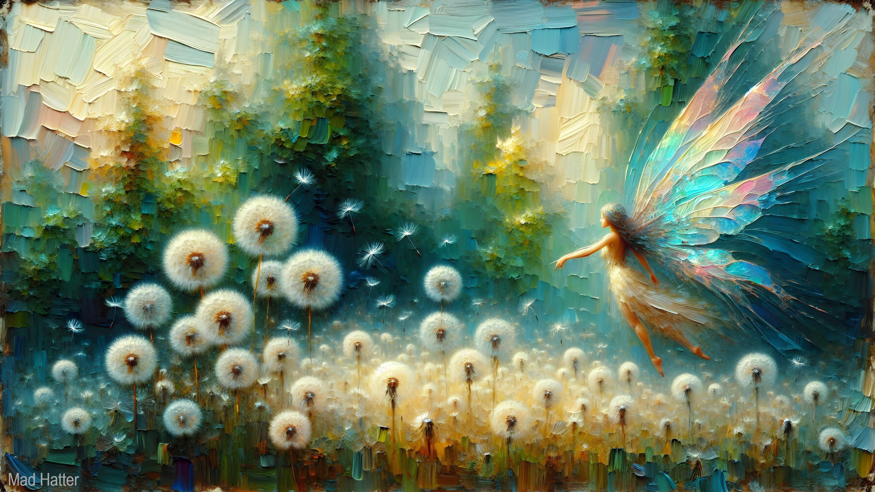Whimsical Fairy Dancing in Dandelion Field