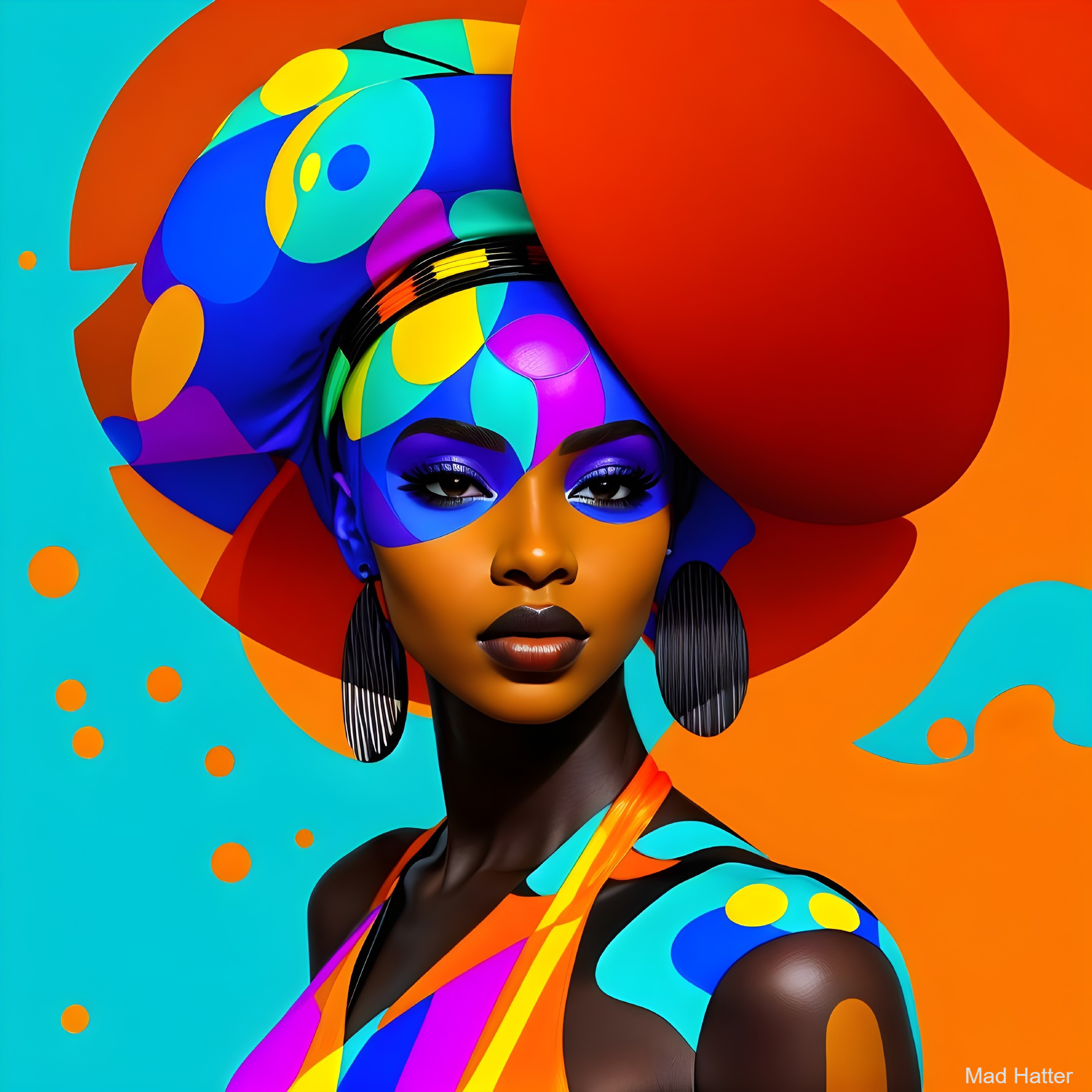Vibrant Portrait of a Woman with Colorful Patterns