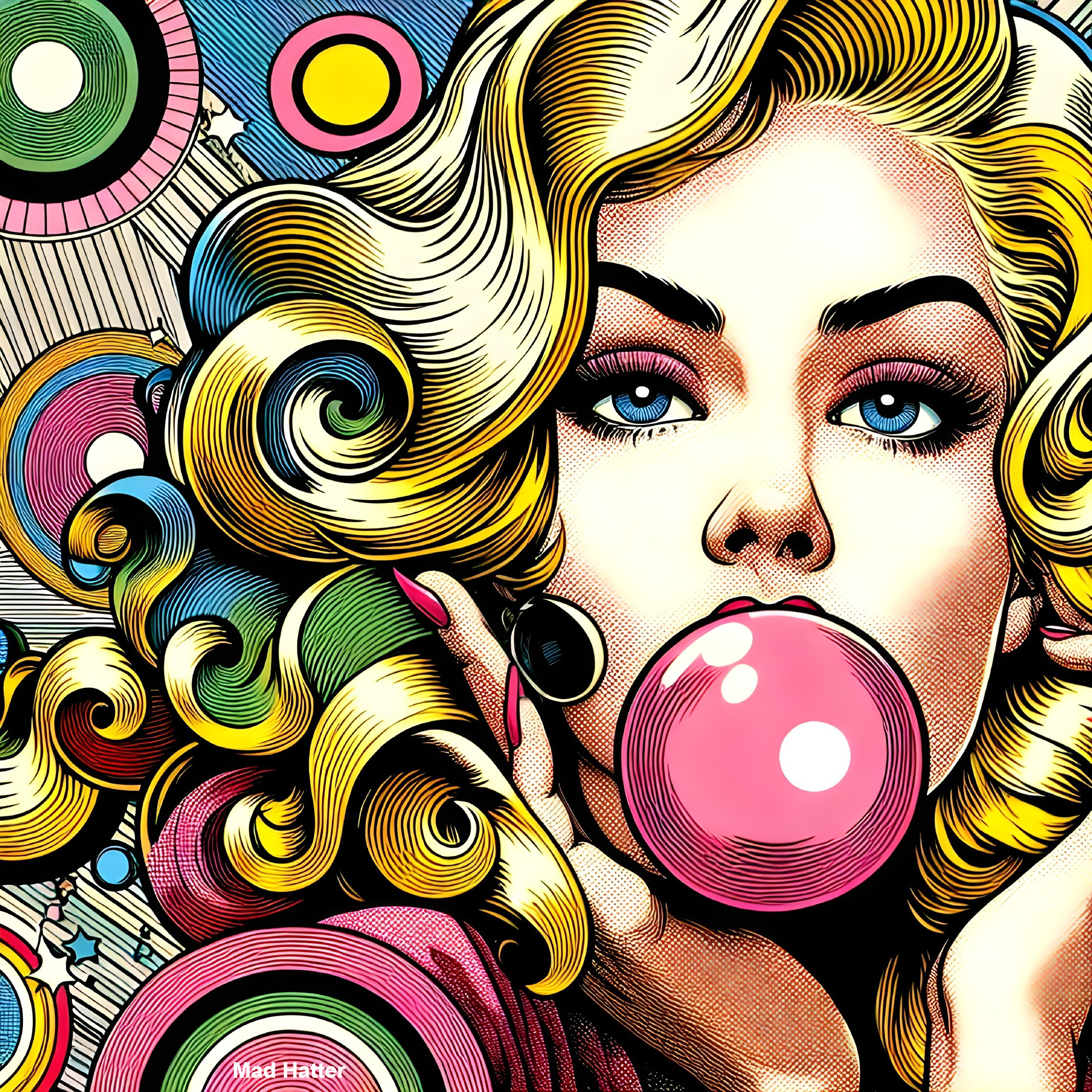 Vibrant Pop Art Illustration of a Stylish Woman