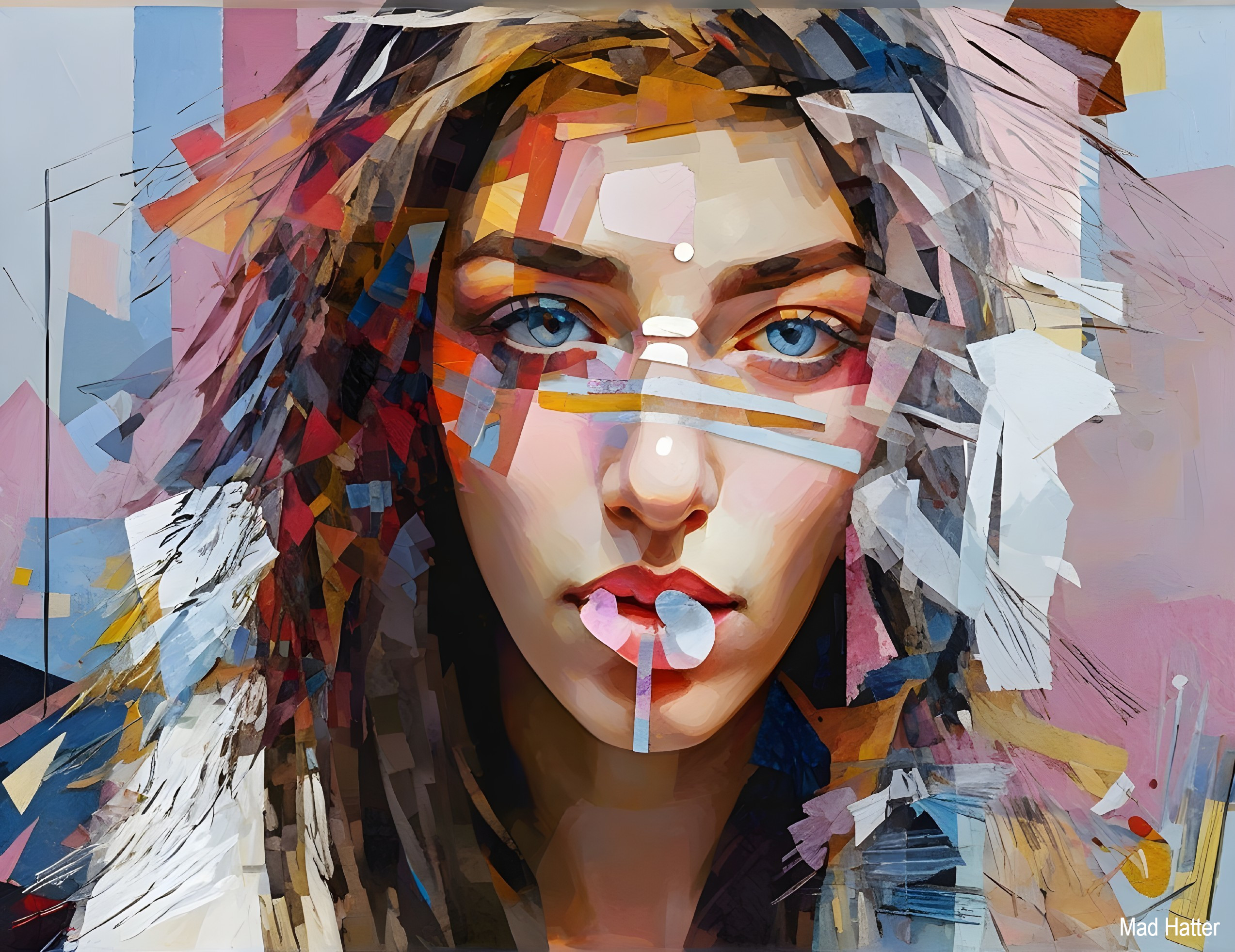 Portrait of a Young Woman with Abstract Brushstrokes