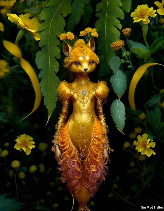 Fantastical Figure with Human and Fox Features in Nature