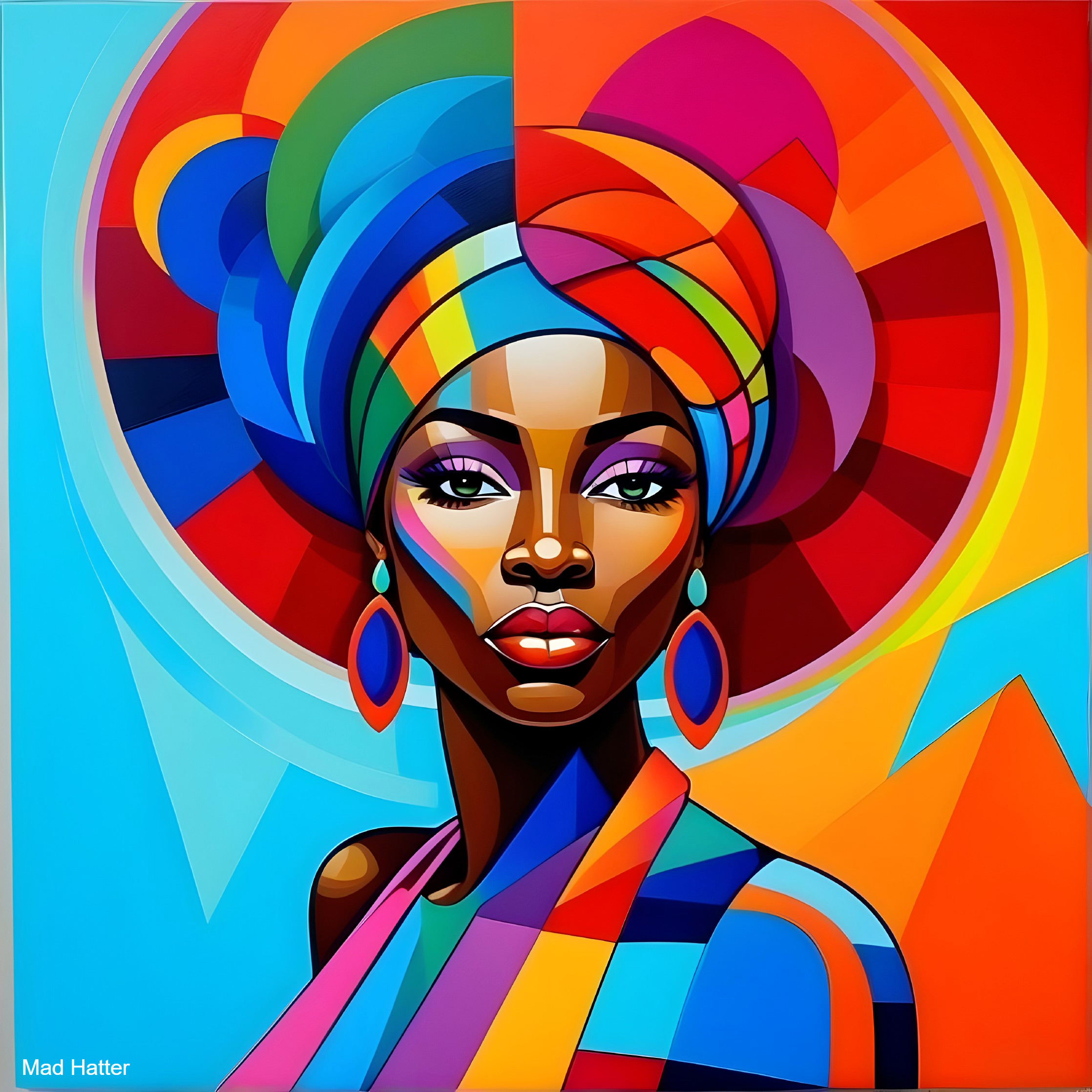 Vibrant Abstract Portrait of a Colorful Woman