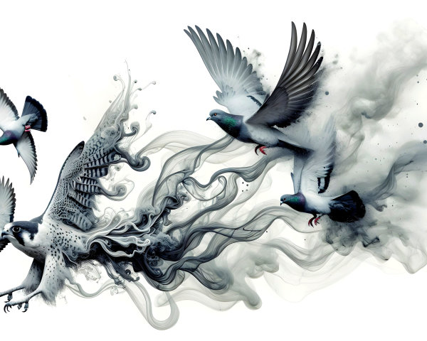 Dynamic Composition of Birds in Flight with Smoke Trails