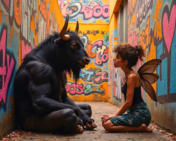 Whimsical Encounter of Fantasy and Urban Art