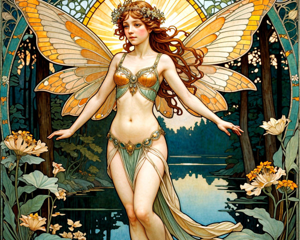 Mystical Fairy by Serene Lake at Twilight