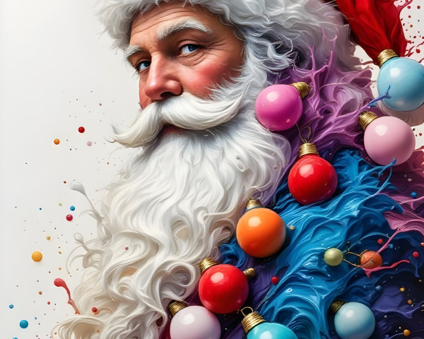 Santa Claus in a Colorful Abstract Background
