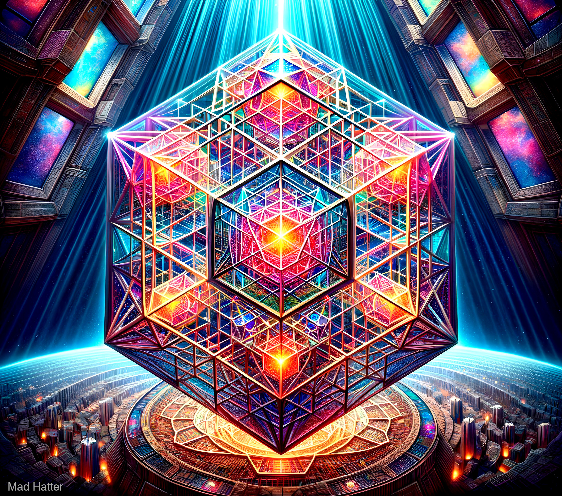 3D Geometric Structure with Vibrant Colors in Cosmos