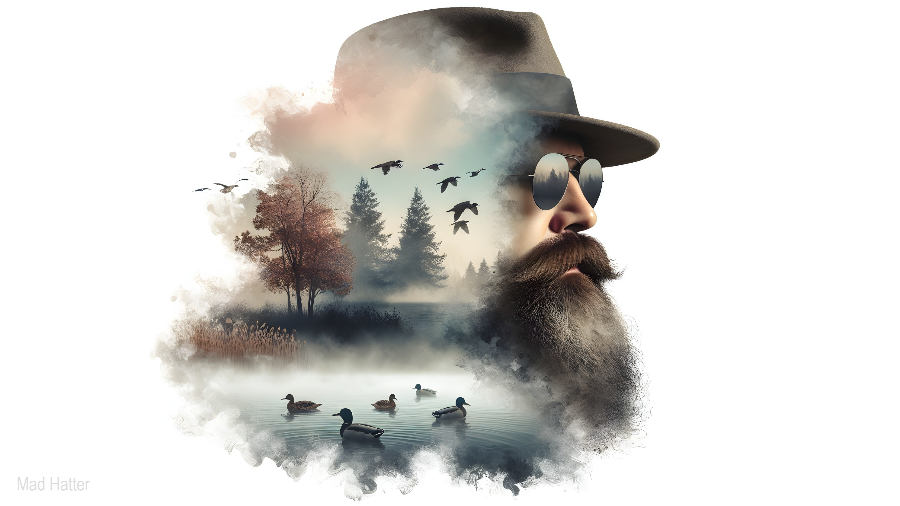 Serene Portrait of a Bearded Man in Nature