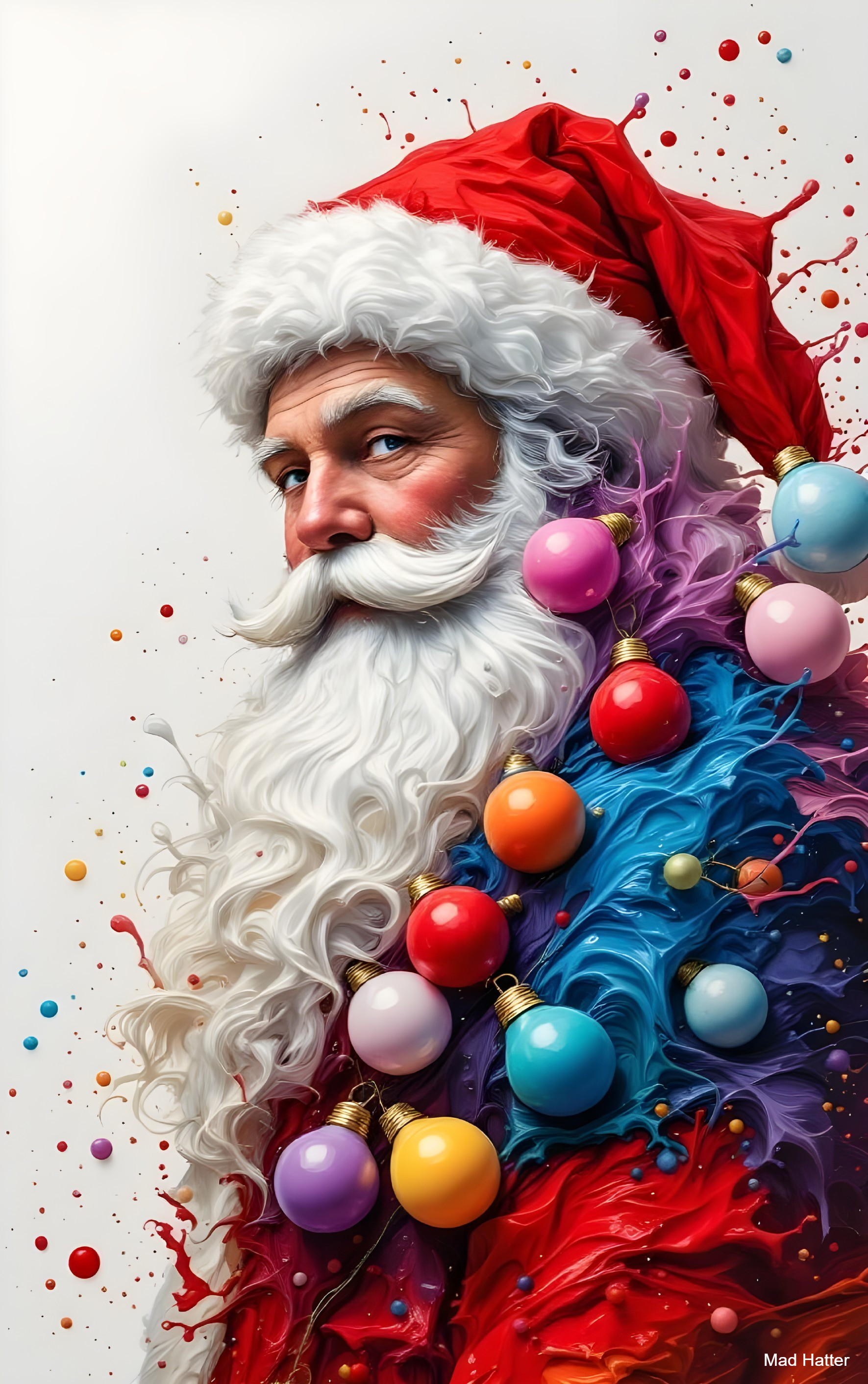 Santa Claus in a Colorful Abstract Background