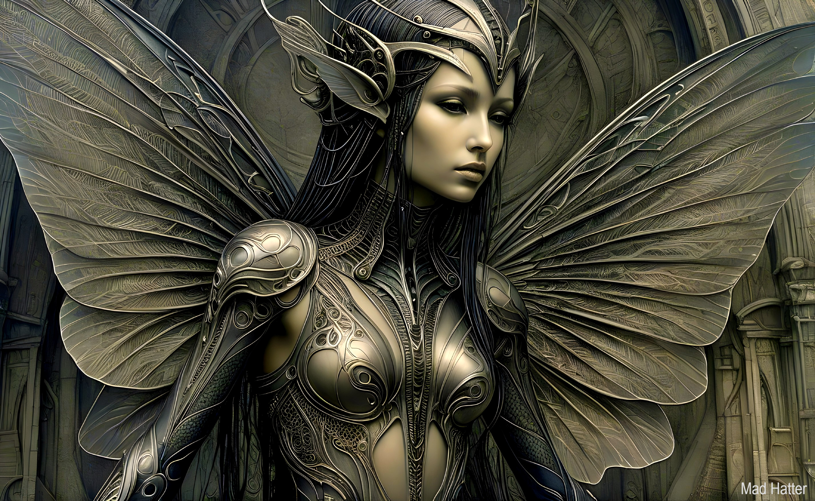 Futuristic Fairy with Organic and Mechanical Elements