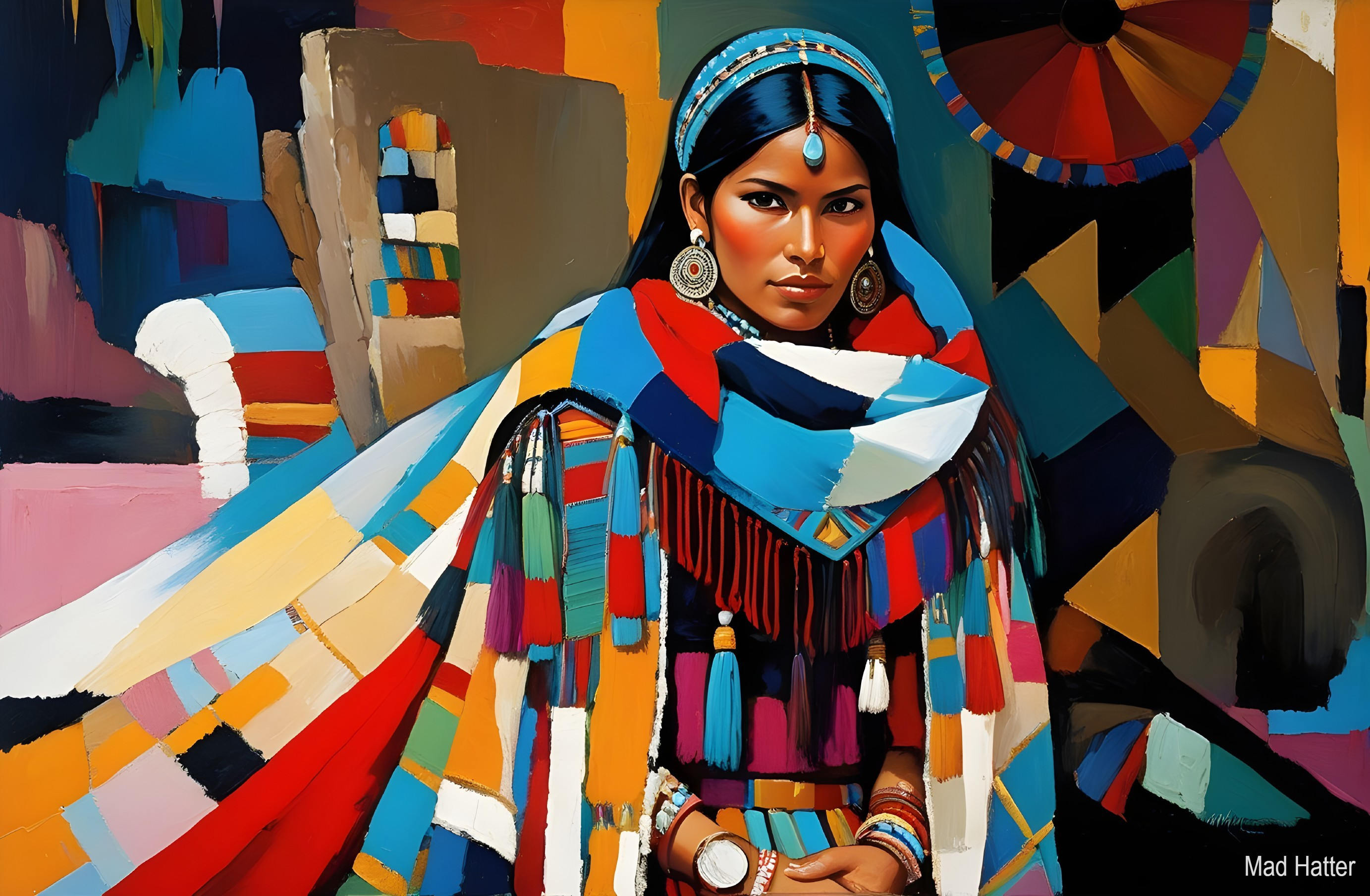 Vibrant Portrait of Woman in Traditional Clothing