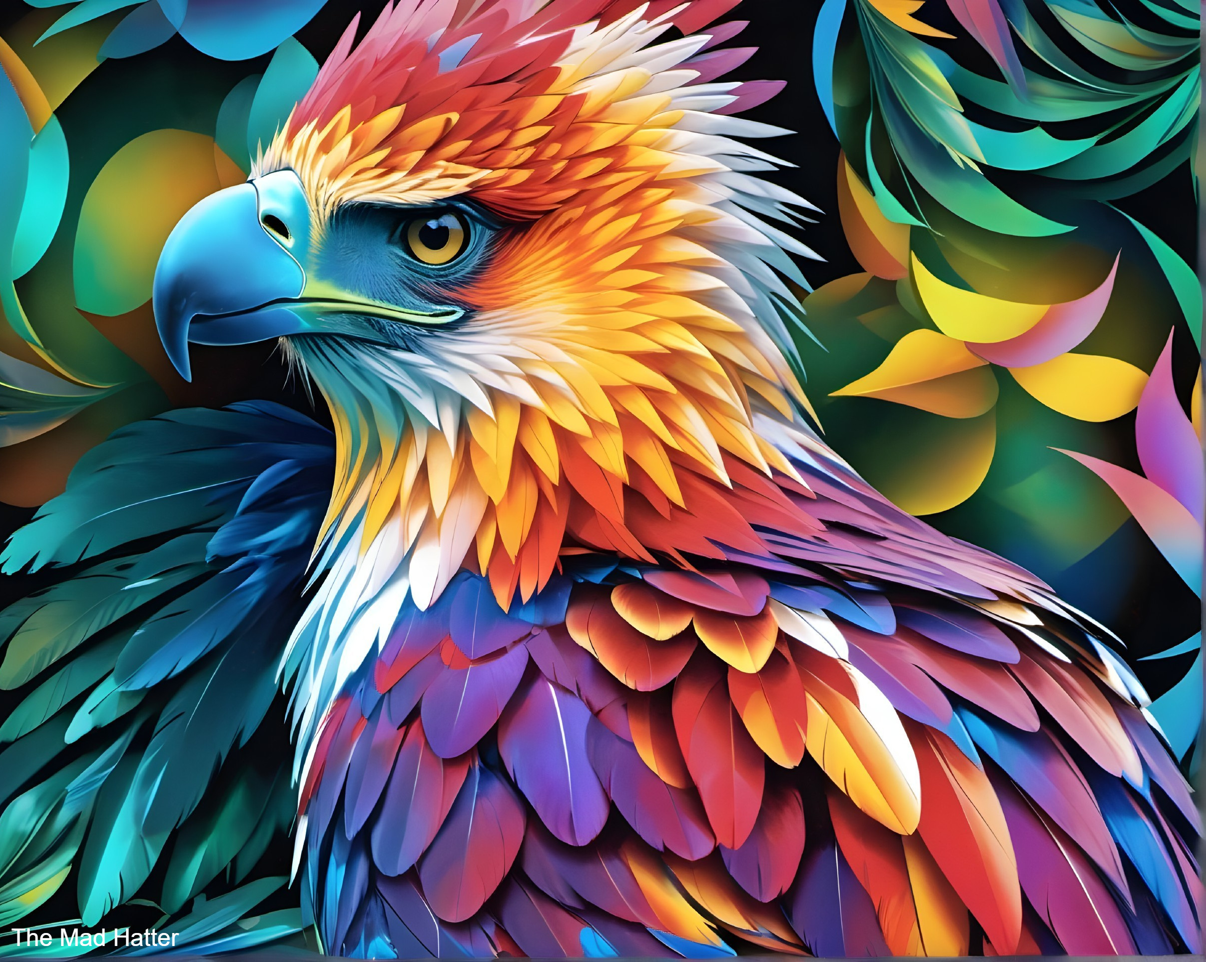 Vibrant Kaleidoscopic Eagle with Colorful Feathers