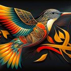 Detailed Illustration of a Hummingbird in Flight