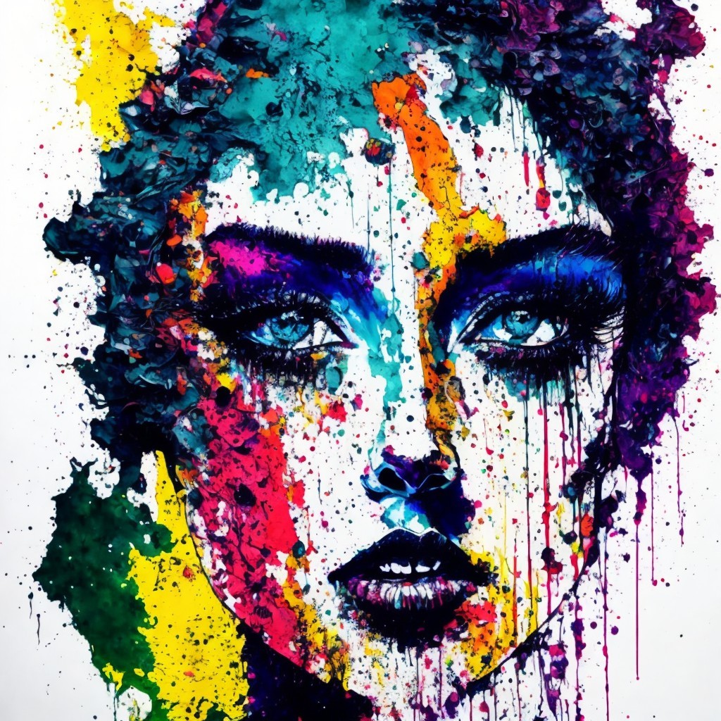 Vibrant Abstract Portrait of a Woman with Bold Colors