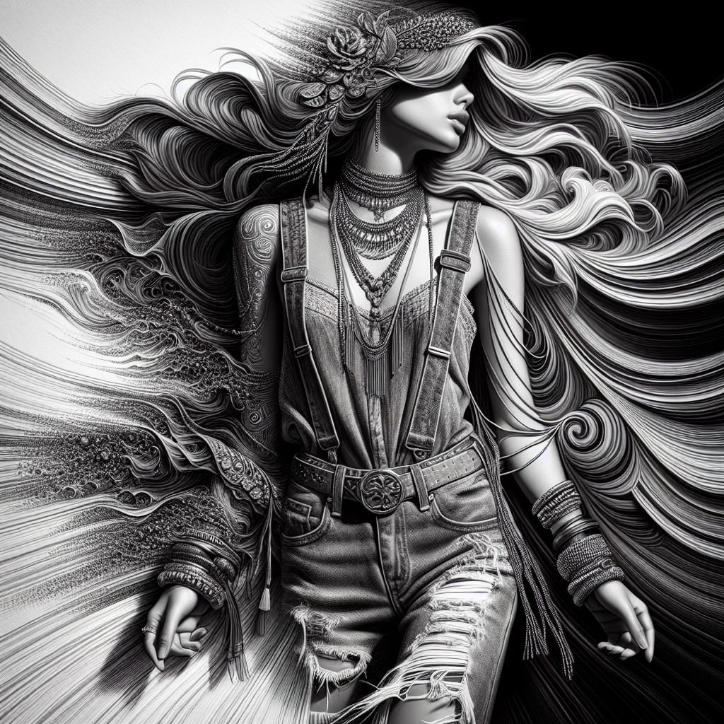 Black and white portrait of a woman with floral headband