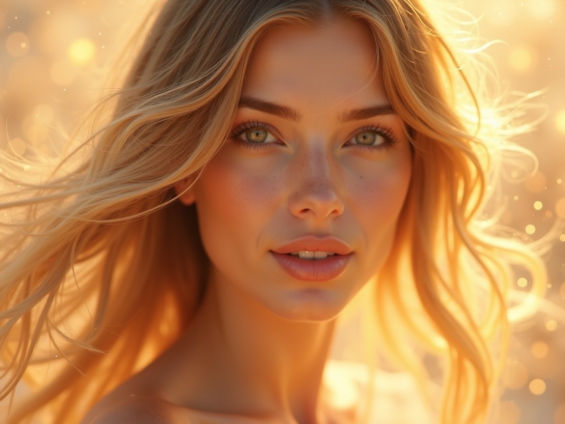 Close-up Portrait of a Young Woman in Golden Light