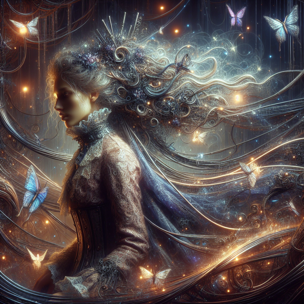 Ethereal Woman with Butterflies in Dreamy Background