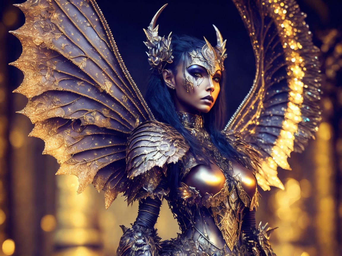 Intricate Gold Armor with Wing-Like Structures