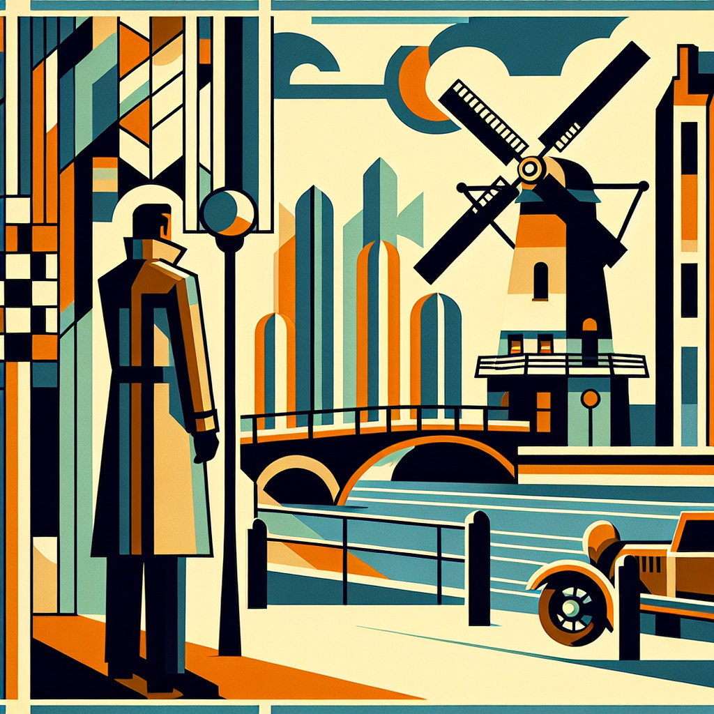 Abstract Cityscape with Geometric Shapes and Nostalgia