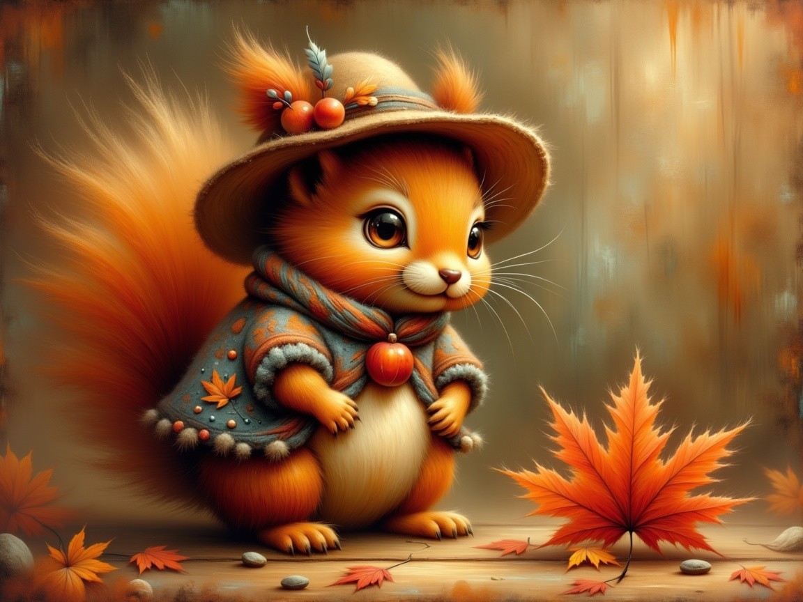 Whimsical Squirrel in Autumn Splendor