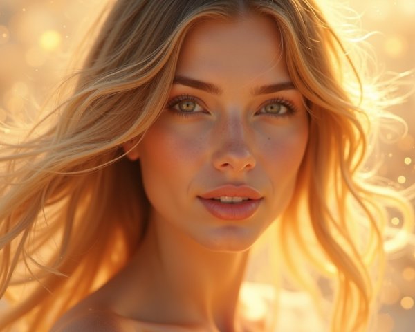 Close-up Portrait of a Young Woman in Golden Light