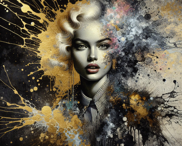 Stylized portrait of a woman with vibrant background