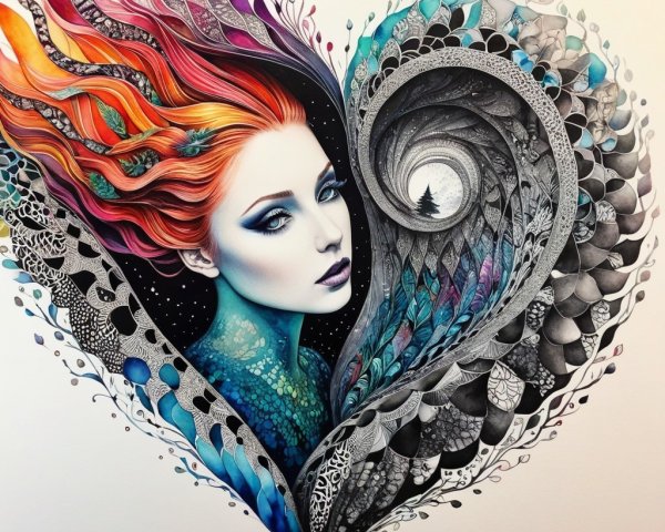 Vibrant Artistic Representation of a Woman's Face