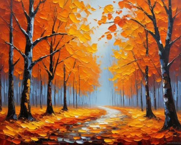 Vibrant Autumn Landscape with Colorful Foliage and Mist
