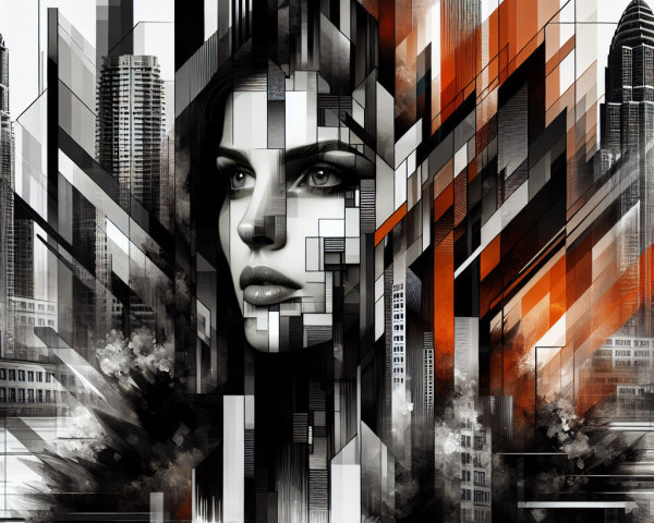 Urban Skyscrapers and Abstract Shapes in Modern Art