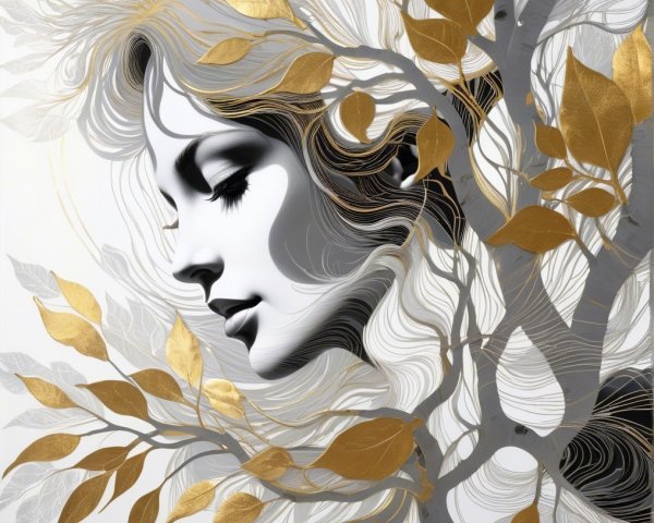 Silhouette of Woman's Face with Nature Elements