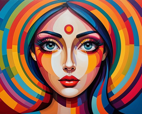 Stylized Female Portrait with Vibrant Colors and Detail