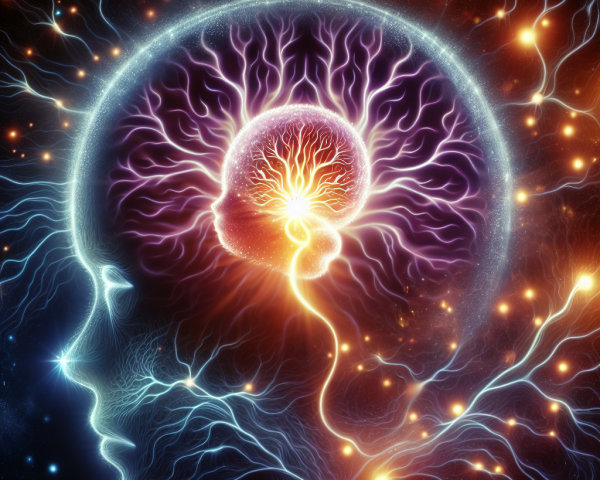 Vibrant Artistic Profile of a Human Head and Cosmos