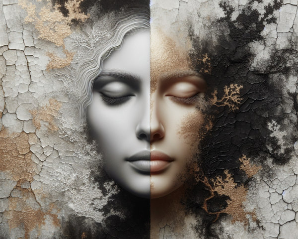 Split-Face Design Showcasing Light and Shadow Themes