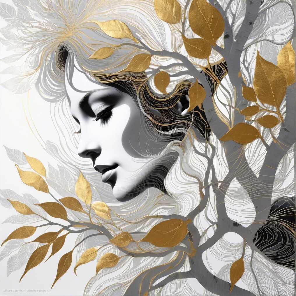 Silhouette of Woman's Face with Nature Elements