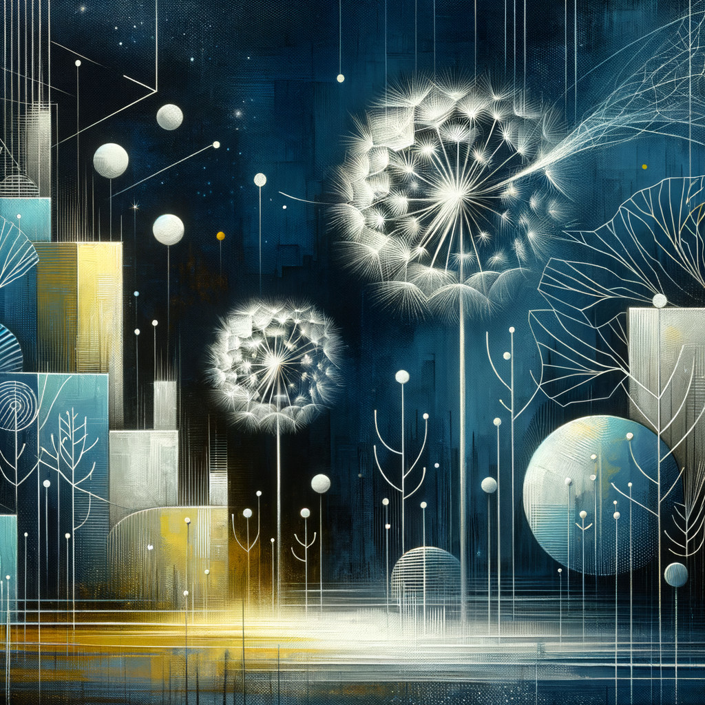 Ethereal Landscape with Abstract Dandelion Plants
