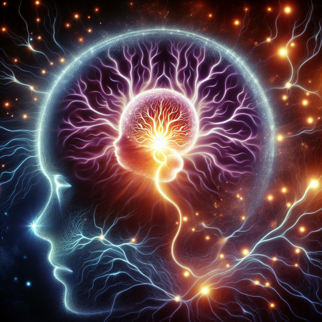 Vibrant Artistic Profile of a Human Head and Cosmos